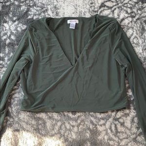 Green crop top, silky